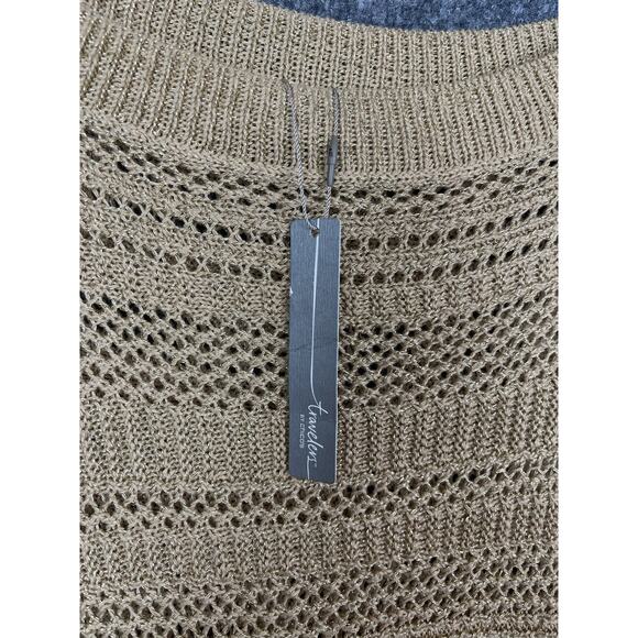 Chico's Travelers Gold Shimmer Sweater 1 8/10 M Retails $118.00 - Picture 3 of 7